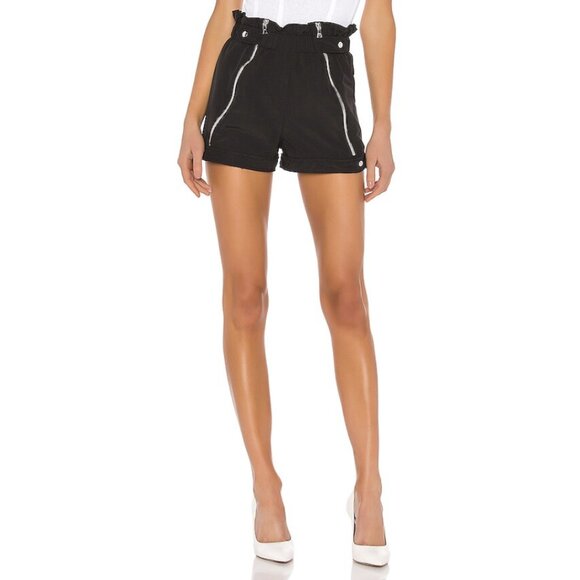 RtA Pants - RTA Louie Shorts in Track Black Silver Zipper Edgy Goth Alt Moto - Size S